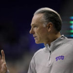 
              TCU head coach Jamie Dixon calls a play against Mississippi Valley State during the second half of an NCAA college basketball game, Sunday, Dec. 18, 2022, in Fort Worth, Texas. (AP Photo/Ron Jenkins)
            