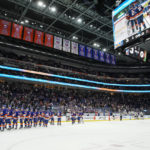 
              New York Islanders celebrate after defeating the Chicago Blackhawks during an NHL hockey game on Sunday, Dec. 4, 2022, in Elmont, N.Y. Islanders won 3-0. (AP Photo/Eduardo Munoz Alvarez)
            