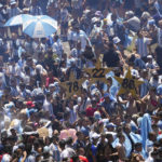 
              Argentine soccer fans holding signs with the years their team won previous World Cup tournaments gather at the Obelisk monument for a homecoming parade after the team won another World Cup title in Buenos Aires, Argentina, Tuesday, Dec. 20, 2022. (AP Photo/Matilde Campodonico)
            