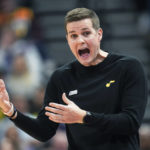 
              Utah Jazz head coach Will Hardy reacts during the first half of the team's NBA basketball game against the Minnesota Timberwolves on Friday, Dec. 9, 2022, in Salt Lake City. (AP Photo/Rick Bowmer)
            