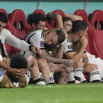 
              German subs on the bench react after the World Cup group E soccer match between Costa Rica and Germany at the Al Bayt Stadium in Al Khor , Qatar, Thursday, Dec. 1, 2022. (AP Photo/Martin Meissner)
            