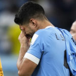 
              Uruguay's Luis Suarez cries after the World Cup group H soccer match between Ghana and Uruguay, at the Al Janoub Stadium in Al Wakrah, Qatar, Friday, Dec. 2, 2022. (AP Photo/Manu Fernandez)
            