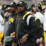 
              Pittsburgh Steelers head coach Mike Tomlin watches play against the Atlanta Falcons during the first half of an NFL football game, Sunday, Dec. 4, 2022, in Atlanta. (AP Photo/John Bazemore)
            