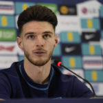 
              England's Declan Rice speaks to the media during a press conference at at Al Wakrah Sports Complex, in Al Wakrah, Qatar, Thursday, Dec. 1, 2022. (AP Photo/Abbie Parr)
            