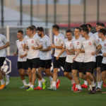 
              Poland players work out during a training session in Doha, Qatar, Saturday, Dec. 3, 2022. Poland will play against France in the round of 16 phase of the World Cup soccer tournament on Dec. 4. (AP Photo/Julio Cortez)
            