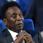
              FILE - Brazilian Pele attends the 2018 soccer World Cup draw at the Kremlin in Moscow, Dec. 1, 2017. Brazilian soccer great Pelé was hospitalized in Sao Paulo to regulate the medication in his fight against a colon tumor, his daughter said on Wednesday, Nov. 30, 2022. Kely Nascimento added that there was “no emergency” concerning her 82-year-old father's health. (AP Photo/Alexander Zemlianichenko, File)
            