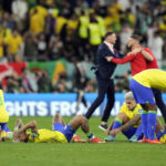 
              Brazil players react after they were defeated by Croatia after the World Cup quarterfinal soccer match between Croatia and Brazil, at the Education City Stadium in Al Rayyan, Qatar, Friday, Dec. 9, 2022. (AP Photo/Andre Penner)
            