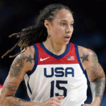 
              FILE - Brittney Griner (15) runs up court during the women's basketball gold medal game against Japan at the 2020 Summer Olympics on Aug. 8, 2021, in Saitama, Japan. The return of Brittney Griner to the United States in a dramatic prisoner swap with Russia marked the culmination of a 10-month ordeal that captivated world attention, a saga that landed at the intersection of sports, politics, race and gender identity — and wartime diplomacy. (AP Photo/Charlie Neibergall, File)
            