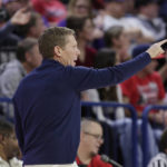 
              Gonzaga head coach Mark Few directs his team during the first half of an NCAA college basketball game against Washington, Friday, Dec. 9, 2022, in Spokane, Wash. (AP Photo/Young Kwak)
            