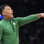 
              Boston Celtics assistant coach Damon Stoudamire, filling in for interim head coach Joe Mazzulla, calls to his players during the first half of an NBA basketball game against the LA Clippers, Thursday, Dec. 29, 2022, in Boston. (AP Photo/Charles Krupa)
            