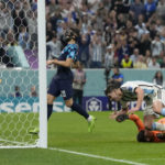 
              Argentina's Julian Alvarez scores his side's second goal during the World Cup semifinal soccer match between Argentina and Croatia at the Lusail Stadium in Lusail, Qatar, Tuesday, Dec. 13, 2022. (AP Photo/Frank Augstein)
            