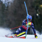 
              United States' Mikaela Shiffrin competes during the first run of an alpine ski, World Cup women's slalom in Semmering, Austria, Thursday, Dec. 29, 2022. (AP Photo/Piermarco Tacca)
            
