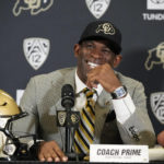 
              Deion Sanders speaks after being introduced as the new head football coach at the University of Colorado during a news conference Sunday, Dec. 4, 2022, in Boulder, Colo. Sanders left Jackson State University after three seasons at the helm of the school's football team. (AP Photo/David Zalubowski)
            
