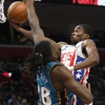 
              Brooklyn Nets guard Edmond Sumner goes to the basket against Detroit Pistons center Isaiah Stewart during the second half of an NBA basketball game, Sunday, Dec. 18, 2022, in Detroit. The Nets defeated the Pistons 124-121. (AP Photo/Duane Burleson)
            