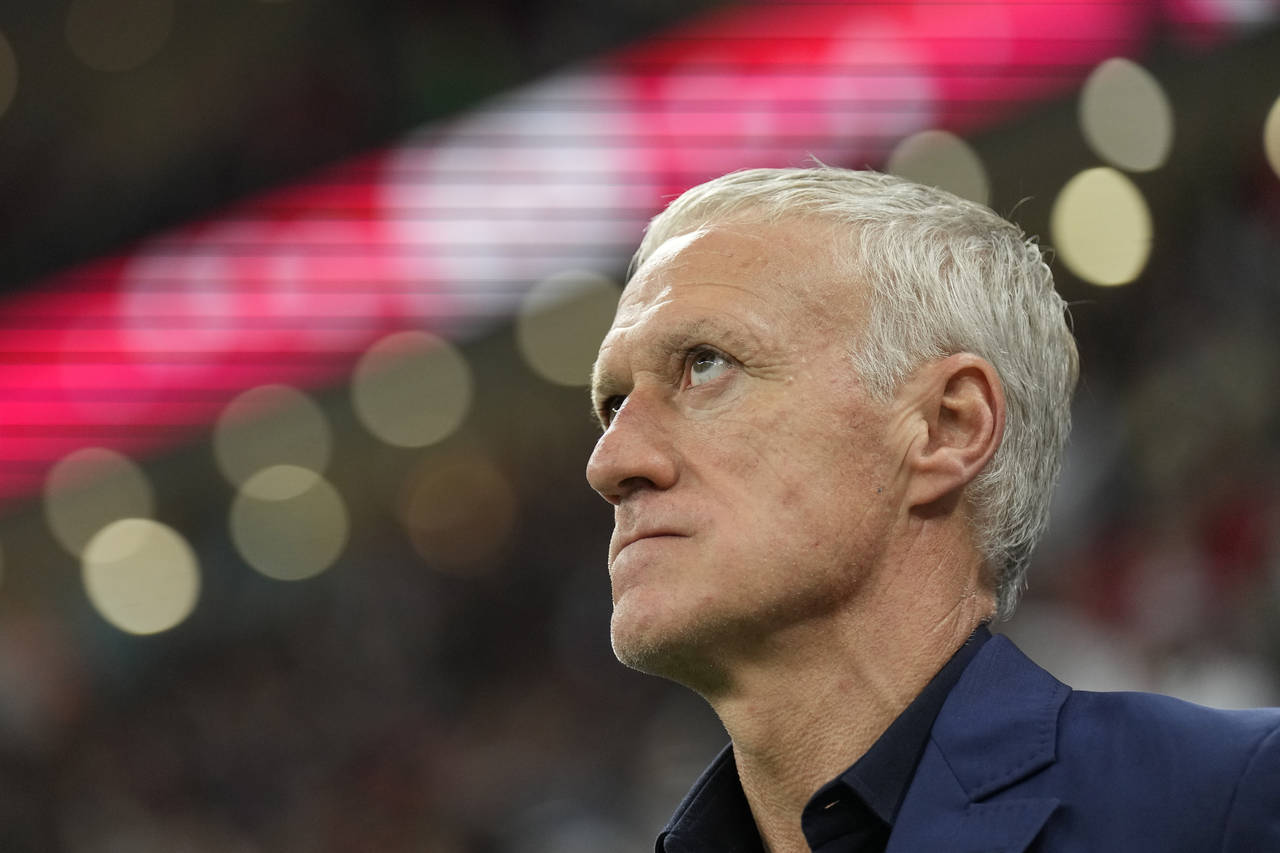 France's head coach Didier Deschamps looks on before the World Cup semifinal soccer match between F...