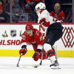 
              Carolina Hurricanes' Teuvo Teravainen dives to block the shot of New Jersey Devils' Damon Severson during the second period of an NHL hockey game in Raleigh, N.C., Tuesday, Dec. 20, 2022. (AP Photo/Karl B DeBlaker)
            