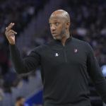 
              Portland Trail Blazers coach Chauncey Billups gestures to players during the first half of the team's NBA basketball game against the Golden State Warriors in San Francisco, Friday, Dec. 30, 2022. (AP Photo/Jeff Chiu)
            