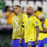 
              Brazil's Neymar cries at the end of the World Cup quarterfinal soccer match between Croatia and Brazil, at the Education City Stadium in Al Rayyan, Qatar, Friday, Dec. 9, 2022. (AP Photo/Darko Bandic)
            