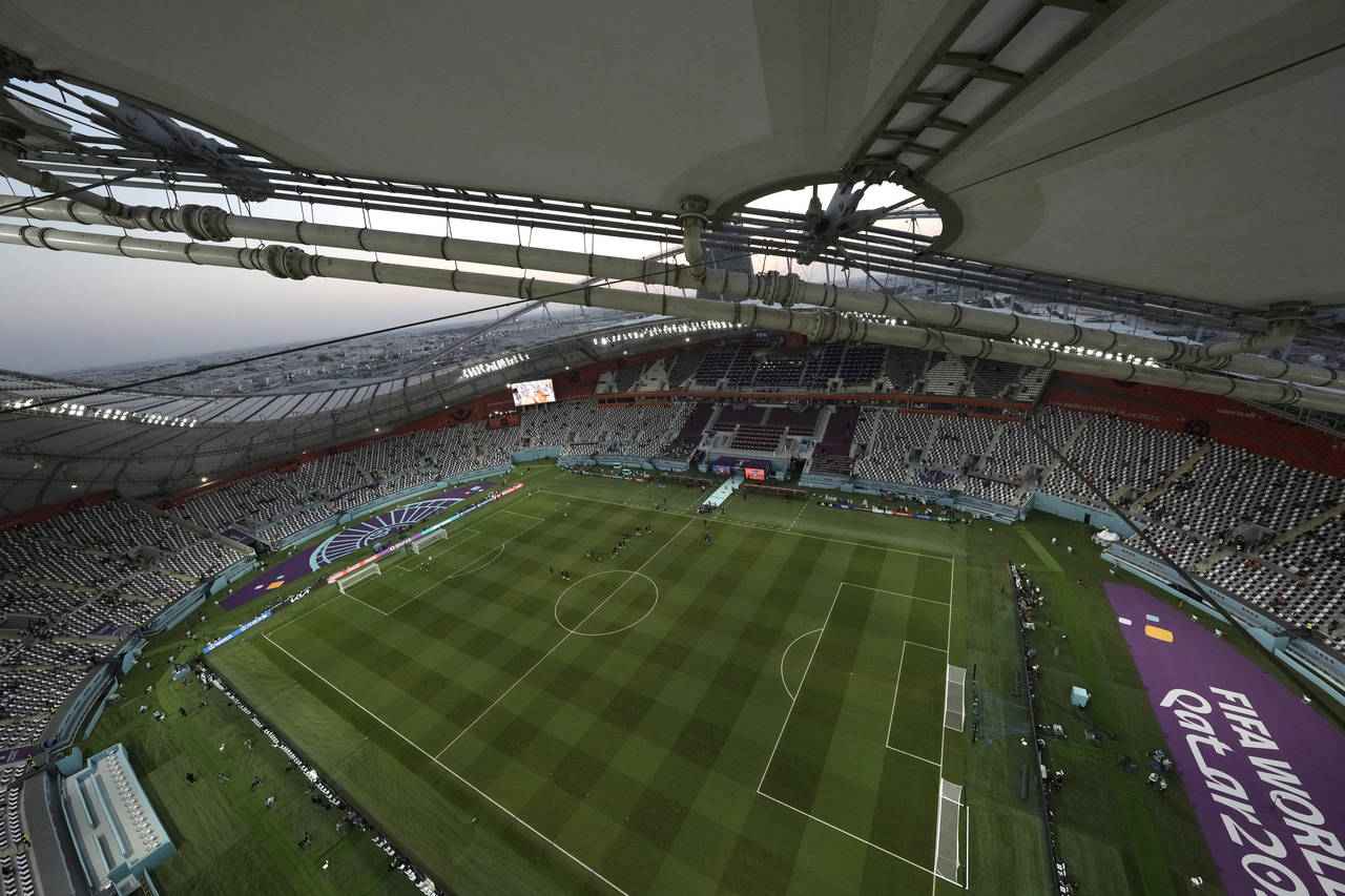 FILE - General view of the Khalifa International Stadium ahead the World Cup round of 16 soccer mat...