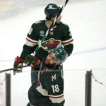 
              Minnesota Wild left wing Jordan Greenway (18) reacts after a missed shot-attempt during the third period of an NHL hockey game against the Dallas Stars, Thursday, Dec. 29, 2022, in St. Paul, Minn. (AP Photo/Abbie Parr)
            