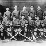 
              FILE - The New York Rangers, members of the National Hockey League, pose for a photo in 1928 in New York. From left to right, top row: Billy Boyd, Butch Keeling, manager Lester Patrick, Ching Johnson, Myles Lane, Taffy Abel and Paul Thompson. From left to right, bottom row: trainer Harry Westerby, Murray Murdock, Frank Boucher, Bill Cook, John Ross, Leo Bourgault and Bunny Cook. Abel was one of the first known Native American players in the NHL. (AP Photo/File)
            