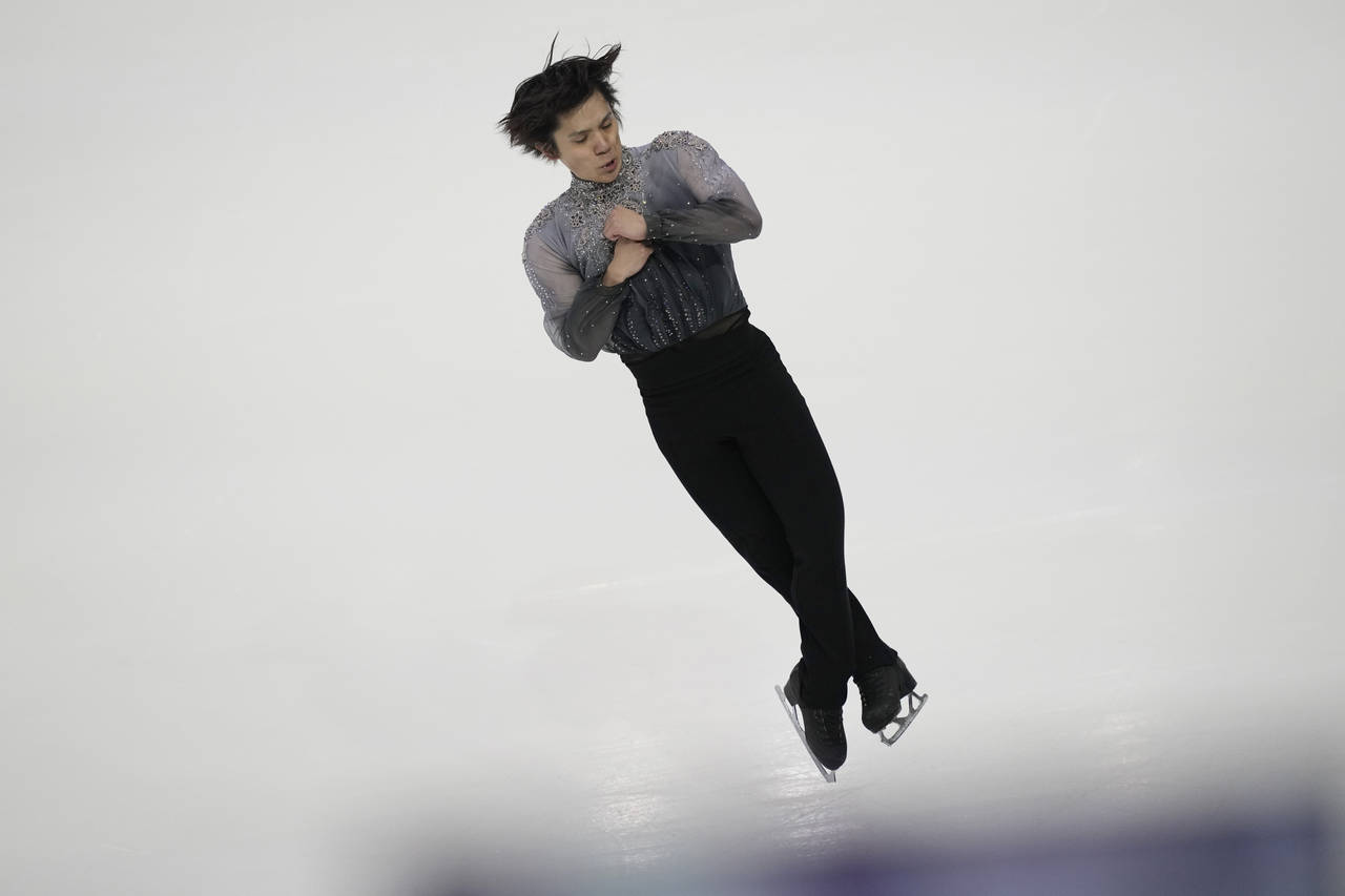 Japan's Shoma Uno competes during the Men's Free Skating at the figure skating Grand Prix finals at...