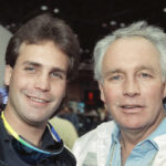 
              FILE - Motorcycle daredevil Robbie Knievel, left, poses with his famous father, Evel Kneivel, at a New York news conference on March 27, 1989. Robbie Knievel, an American stunt performer, died early Friday at a hospice in Reno, Nev., with his daughters at his side, his brother Kelly Knievel said. He was 60. Evel Knievel died in 2007. (AP Photo/Marty Lederhandler, File)
            