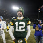 
              Green Bay Packers quarterback Aaron Rodgers stands on the field following an NFL football game against the Detroit Lions Sunday, Jan. 8, 2023, in Green Bay, Wis. The Lions won 20-16. (AP Photo/Morry Gash)
            