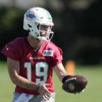 
              Miami Dolphins quarterback Skylar Thompson (19) runs drills during practice at the NFL football team's practice facility, Wednesday, Jan. 11, 2023, in Miami Gardens, Fla. The Dolphins will play the Buffalo Bills in a wild-card game on Sunday. (AP Photo/Wilfredo Lee)
            