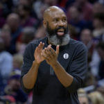 
              Brooklyn Nets coach Jacque Vaughn applauds the first half of the team's NBA basketball game against the New Orleans Pelicans in New Orleans, Friday, Jan. 6, 2023. (AP Photo/Matthew Hinton)
            