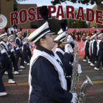 
              The Pennsylvania State University Marching Blue Band performs at the 134th Rose Parade in Pasadena, Calif., Monday, Jan. 2, 2023. (AP Photo/Michael Owen Baker)
            