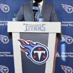 
              New Tennessee Titans NFL football team general manager Ran Carthon speaks during a news conference Friday, Jan. 20, 2023, in Nashville, Tenn. (AP Photo/Mark Zaleski)
            