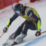 
              Sweden's Sara Hector speeds down the course during an alpine ski, women's World Cup giant slalom, in Kronplatz, Italy, Wednesday, Jan. 25, 2023. (AP Photo/Alessandro Trovati)
            