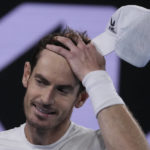 
              Andy Murray of Britain reacts during his second round match against Thanasi Kokkinakis of Australia at the Australian Open tennis championship in Melbourne, Australia, Friday, Jan. 20, 2023. (AP Photo/Ng Han Guan)
            