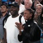 
              Parents of Coco Gauff of the U.S. Candi and Corey, react following her second round win over Emma Raducanu of Britain at the Australian Open tennis championship in Melbourne, Australia, Wednesday, Jan. 18, 2023. (AP Photo/Dita Alangkara)
            