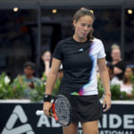 
              Russia's Daria Kasatkina reacts after winning a point against Czech Linda Noskova during their Round of 32 match at the Adelaide International Tennis tournament in Adelaide, Australia, Monday, Jan. 2, 2023. (AP Photo/Kelly Barnes)
            