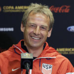 
              FILE - Then-U.S. men's soccer coach Jurgen Klinsmann talks to reporters during a Copa America Centenario news conference,  June 20, 2016, in Houston. Former United States coach Klinsmann says the fallout from the public dispute between coach Gregg Berhalter and the family of young star Gio Reyna is “obviously not looking good” for U.S. soccer. Klinsmann, who coached the men’s national team from 2011-2016, said Wednesday, Jan. 18, 2023, he felt the problems between Berhalter and Reyna may have played a role in the team’s underwhelming performance at the World Cup in Qatar. (AP Photo/Eric Gay, File)
            