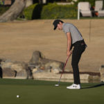 
              Davis Thompson putts on the 17th hole during the American Express golf tournament on the Pete Dye Stadium Course at PGA West Saturday, Jan. 21, 2023, in La Quinta, Calif. (AP Photo/Mark J. Terrill)
            