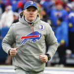 
              Buffalo Bills head coach Sean McDermott takes the field before an NFL football game against the New England Patriots, Sunday, Jan. 8, 2023, in Orchard Park, N.Y. (AP Photo/Jeffrey T. Barnes)
            