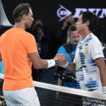 
              Rafael Nadal, left, of Spain congratulates Mackenzie McDonald of the U.S., following their second round match at the Australian Open tennis championship in Melbourne, Australia, Wednesday, Jan. 18, 2023. (AP Photo/Dita Alangkara)
            