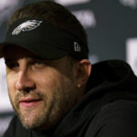 
              Philadelphia Eagles head coach Nick Sirianni talks to the media before an NFL football workout, Thursday, Jan. 26, 2023, in Philadelphia. The Eagles are scheduled to play the San Francisco 49ers Sunday in the NFC championship game.(AP Photo/Chris Szagola)
            