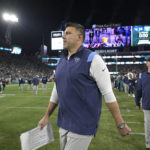 
              Tennessee Titans head coach Mike Vrabel walks off the field after an NFL football game against the Jacksonville Jaguars, Saturday, Jan. 7, 2023, in Jacksonville, Fla. The Jaguars won 20-16. (AP Photo/Phelan M. Ebenhack)
            