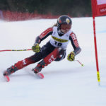 
              Canada's Valerie Grenier speeds down the course during an alpine ski, women's World Cup giant slalom race, in Kranjska Gora, Slovenia, Sunday, Jan. 8, 2023. (AP Photo/Giovanni Auletta)
            