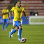
              FILE - Brazil's Dani Alves controls the ball during a qualifying soccer match for the FIFA World Cup Qatar 2022 against Bolivia in La Paz, Bolivia, Tuesday, March 29, 2022.  Brazilian soccer player Dani Alves has been arrested after being accused of sexually abusing a woman in Barcelona it was reported on Friday, Jan. 20, 2023. Police say the alleged act took place on Dec. 31 at a night club in Barcelona. (AP Photo/Juan Karita, File)
            