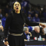 
              South Carolina head coach Dawn Staley reacts to a play during the second half of an NCAA college basketball game against Kentucky in Lexington, Ky., Thursday, Jan. 12, 2023. (AP Photo/James Crisp)
            