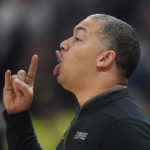 
              Los Angeles Clippers coach Tyronn Lue shouts to the team during the first half of an NBA basketball game against the Utah Jazz on Wednesday, Jan. 18, 2023, in Salt Lake City. (AP Photo/Rick Bowmer)
            