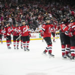 
              The New Jersey Devils celebrate after Dougie Hamilton scored the game-winning goal during the overtime period of an NHL hockey game against the Pittsburgh Penguins, Sunday, Jan. 22, 2023, in Newark, N.J. The Devils won 2-1 in overtime. (AP Photo/Frank Franklin II)
            
