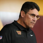 
              Washington Commanders head coach Ron Rivera talks to reporters after a 24-10 loss to the Cleveland Browns, Sunday, Jan. 1, 2023, in Landover, Md. (AP Photo/Patrick Semansky)
            