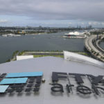 
              In this photo taken with a drone, the FTX logo is seen on the roof of the FTX Arena on Wednesday, Dec. 7, 2022, in Miami. The House Financial Services Committee holds a hearing on Tuesday on the collapse of cryptocurrency exchange FTX. (AP Photo/Rebecca Blackwell)
            