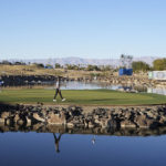 
              Davis Thompson walks on the 17th green during the American Express golf tournament on the Pete Dye Stadium Course at PGA West Saturday, Jan. 21, 2023, in La Quinta, Calif. (AP Photo/Mark J. Terrill)
            